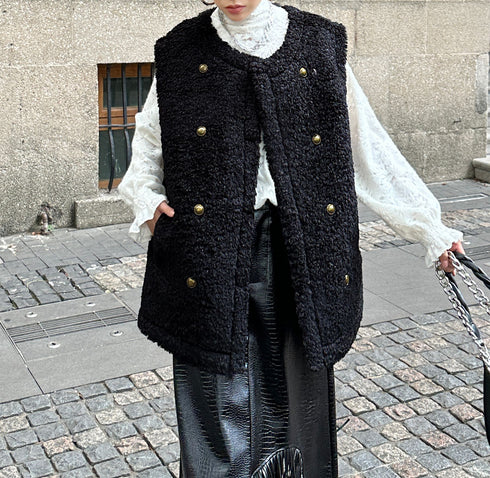 Textured Double Button Vest